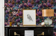 Load image into Gallery viewer, Dark gothic moody floral fabric peel and stick wallpaper with piano, picture and lamp