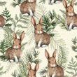 Load image into Gallery viewer, Watercolor forest bunny rabbit fabric peel and stick wallpaper sample