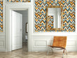 Load image into Gallery viewer, Vintage retro Mid-century Modern geometric fabric peel and stick wallpaper in room with mirror and chair