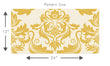 Load image into Gallery viewer, Antique Victorian gold damask fabric peel and stick wallpaper pattern size template