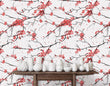 Load image into Gallery viewer, Pink Chinoiserie floral cherry blossom botanical fabric peel and stick wallpaper with table and white jars