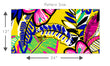 Load image into Gallery viewer, Bold colorful neon vintage tropical fabric peel and stick wallpaper pattern size graphic