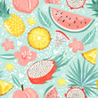 Load image into Gallery viewer, Tropical summer fruit fabric peel and stick wallpaper sample