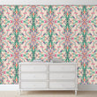 Load image into Gallery viewer, Victorian antique pink floral damask fabric peel and stick wallpaper with chest of drawers