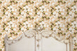 Load image into Gallery viewer, Victorian antique floral botanical fabric peel and stick wallpaper with antique bed