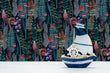 Load image into Gallery viewer, Dark nautical see life beach house fabric peel and stick wallpaper with decorative boat