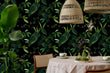 Load image into Gallery viewer, Dark moody botanical forest fabric peel and stick fabric with table and chairs
