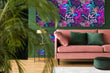 Load image into Gallery viewer, Neon nautical tropical fish fabric peel and stick wallpaper with sofa and plant