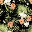 Load image into Gallery viewer, Pink and black dark tropical coastal palm fabric peel and stick wallpaper sample