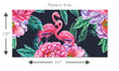 Load image into Gallery viewer, Dark black and pink tropical floral flamingo fabric peel and stick wallpaper pattern size graphic
