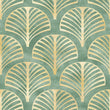 Load image into Gallery viewer, Green and gold antique geometric Art Deco fabric peel and stick wallpaper sample