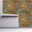 Load image into Gallery viewer, Blue and gold antique Victorian painted elegant fabric peel and stick on wall partially rolled up