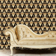 Load image into Gallery viewer, Gold and black Art Deco antique fabric peel and stick wallpaper with gold sofa