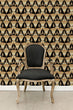 Load image into Gallery viewer, Gold and black Art Deco antique fabric peel and stick wallpaper with black chair