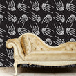 Load image into Gallery viewer, Hand bones gothic black and white fabric peel and stick wallpaper with gold sofa