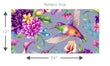 Load image into Gallery viewer, Purple and blue botanical floral hummingbird fabric peel and stick wallpaper pattern size graphic