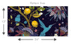 Load image into Gallery viewer, Blue and purple botanical floral hummingbird fabric peel and stick wallpaper pattern size template