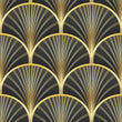 Load image into Gallery viewer, Black and gold geometric Art Deco fabric peel and stick wallpaper sample