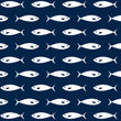 Load image into Gallery viewer, Navy blue and white nautical coastal fish swimming fabric peel and stick wallpaper sample
