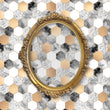 Load image into Gallery viewer, Gold and grey geometric fabric peel and stick wallpaper with gold mirror