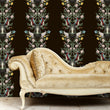 Load image into Gallery viewer, Black floral Chinoiserie antique Victorian fabric peel and stick wallpaper with gold sofa