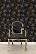 Load image into Gallery viewer, Gothic black spooky spider fabric peel and stick wallpaper with black chair
