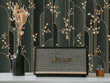 Load image into Gallery viewer, Grey and gold geometric Art Deco fabric peel and stick wallpaper with radio and plant