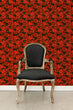 Load image into Gallery viewer, Black and red dark floral gothic fabric peel and stick wallpaper with black chair