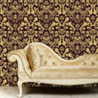 Load image into Gallery viewer, Ornate gold damask Victorian fabric peel and stick wallpaper with gold sofa