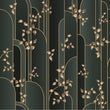 Load image into Gallery viewer, Grey and gold geometric Art Deco fabric peel and stick wallpaper sample