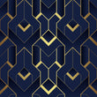 Load image into Gallery viewer, Blue and gold geometric Art Deco fabric peel and stick wallpaper sample