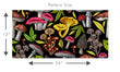 Load image into Gallery viewer, Pink and yellow dark mushroom cottagecore garden fabric peel and stick wallpaper pattern size graphic