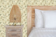 Load image into Gallery viewer, Farmhouse cottage botanical floral fabric peel and stick wallpaper with bed, night stand and lamp