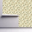 Load image into Gallery viewer, Farmhouse cottage botanical floral fabric peel and stick wallpaper on wall partially rolled up
