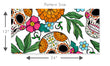 Load image into Gallery viewer, Sugar skull gothic floral fabric peel and stick wallpaper pattern size template