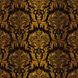 Load image into Gallery viewer, Black and gold Victorian gothic damask fabric peel and stick wallpaper sample