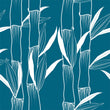 Load image into Gallery viewer, Blue bamboo botanical Asian fabric peel and stick wallpaper sample