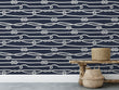 Load image into Gallery viewer, Blue and white nautical rope and knots fabric peel and stick wallpaper with bench and baskets