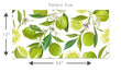 Load image into Gallery viewer, Green citrus limes vintage floral fabric peel and stick wallpaper pattern size template