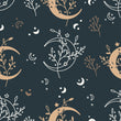 Load image into Gallery viewer, Witchy boho dark moon and stars fabric wallpaper sample