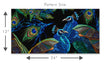 Load image into Gallery viewer, Black and blue dark topical botanical peacock fabric peel and stick wallpaper pattern size graphic