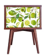 Load image into Gallery viewer, Green citrus limes vintage floral fabric peel and stick wallpaper on an end table