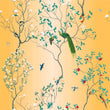 Load image into Gallery viewer, Chinoiserie Fabric, Victorian Material, Bird Textiles, Botanical Design, Peacock Cloth, Vintage Fabric, Floral Pattern, Fabric by the Yard