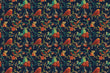 Load image into Gallery viewer, Bird Fabric, Flower Garden Material, Floral Design, Botanical Pattern, Farmhouse Cloth, Blue and Red Textiles, Fabric By the Yard