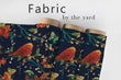 Load image into Gallery viewer, Bird Fabric, Flower Garden Material, Floral Design, Botanical Pattern, Farmhouse Cloth, Blue and Red Textiles, Fabric By the Yard