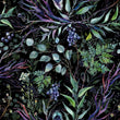 Load image into Gallery viewer, Botanical Fabric, Garden Material, Woodland Textiles, Plants Design, Rainforest Cloth, Dark Moody Pattern, Fabric By The Yard