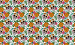 Load image into Gallery viewer, Skeleton Fabric, Sugar Skull Material, Gothic Textiles, Goth Design, Floral Cloth, Maximalist Fabric, Botanical Pattern, Fabric By The Yard