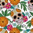 Load image into Gallery viewer, Skeleton Fabric, Sugar Skull Material, Gothic Textiles, Goth Design, Floral Cloth, Maximalist Fabric, Botanical Pattern, Fabric By The Yard