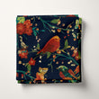 Load image into Gallery viewer, Bird Fabric, Flower Garden Material, Floral Design, Botanical Pattern, Farmhouse Cloth, Blue and Red Textiles, Fabric By the Yard
