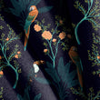Load image into Gallery viewer, Victorian Fabric, Parrot Material, Moody Botanical Design, Vintage Bird Pattern, Traditional Cloth, Elegant Textiles, Fabric By the Yard